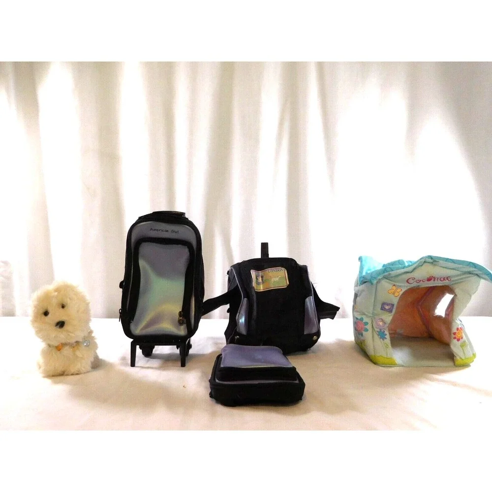 American Girl Doll Sized Luggage Lavender Rolled Suitcase + Backpack + Coconut D
